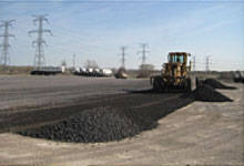 Harsco Crushed Rock steel slag aggregate to cover parking lot St Mary's Cement Ontario Canada